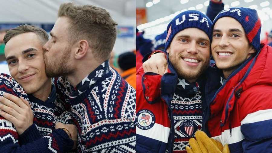 Gus Kenworthy and Adam Rippon at the 2018 Winter Olympics Opening Ceremonies