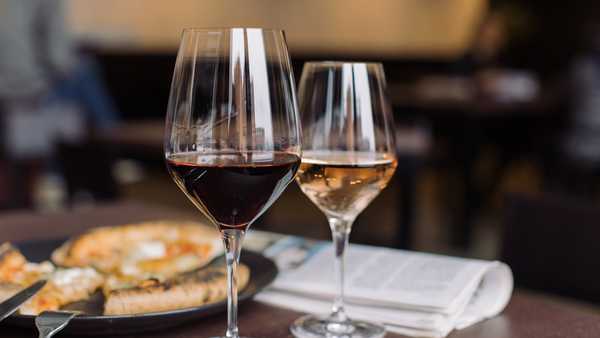 close up of wine in glasses on table