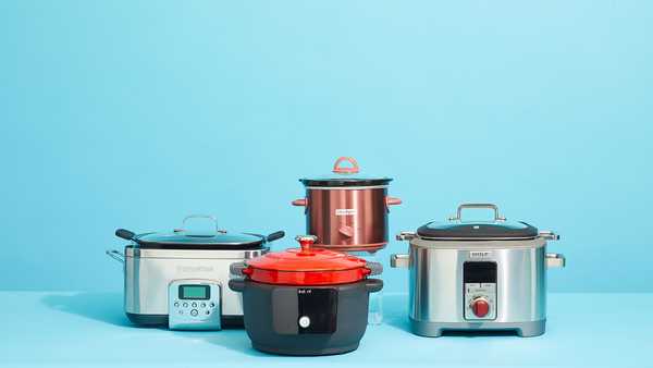 slow cookers from greenpan, crockpot, wolf and instant brands which were among those tested for this story they are on a blue background