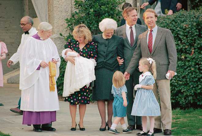 George&#x20;and&#x20;Barbara&#x20;Bush&#x20;at&#x20;Christening&#x20;of&#x20;Their&#x20;Grandchild