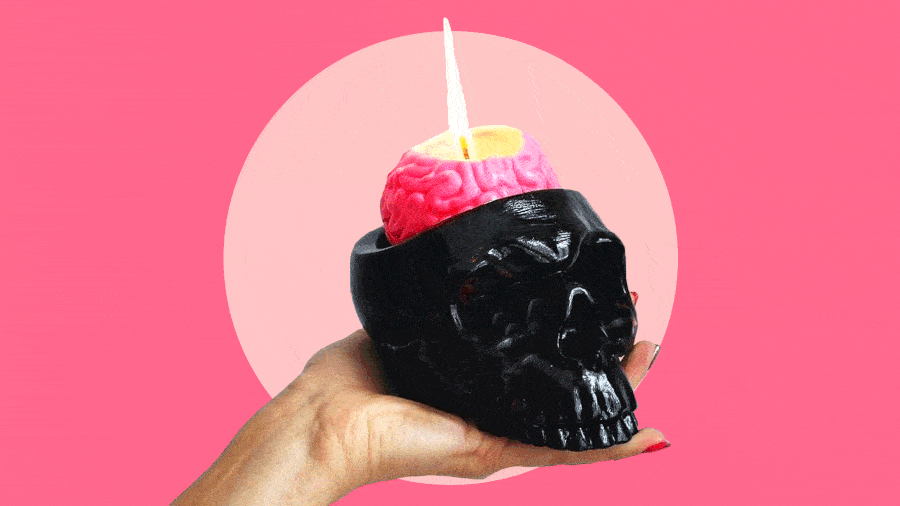 melting skull candle