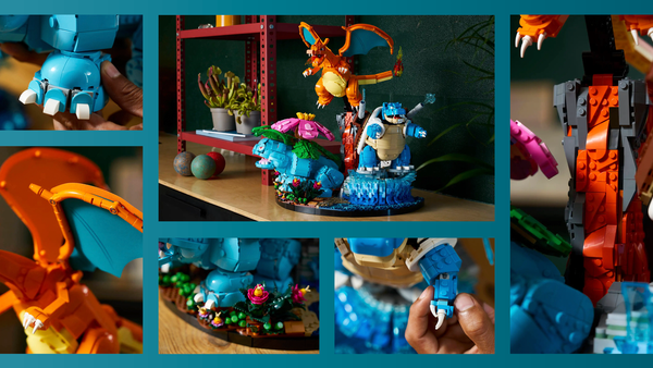 lego venusaur, charizard and blastoise