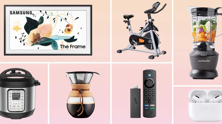 frame tv, workout bike, blender, airpods, amazon firestick, bodum coffee maker, air fryer
