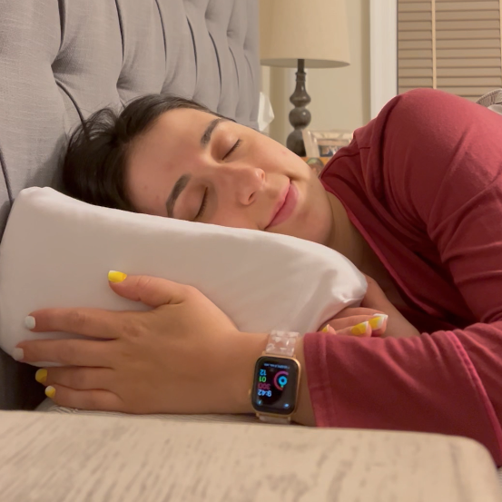 best pillow for side sleepers - pillow cube in bed a person lying in bed on the pillow cube