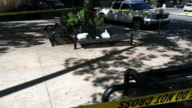 Man found with stab wounds on park bench.