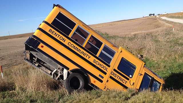 Bus Lands In Deep Ditch During Crash