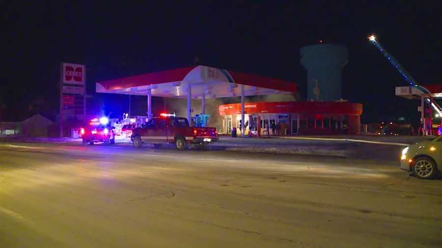 Fire crews were called to a fire at a gas station late Thursday night.