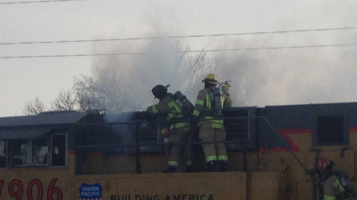 Photos: Train reported on fire