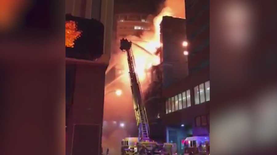 A historic downtown Des Moines building being renovated catches fire early Saturday.