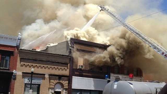 Fire in downtown Audubon on Friday.