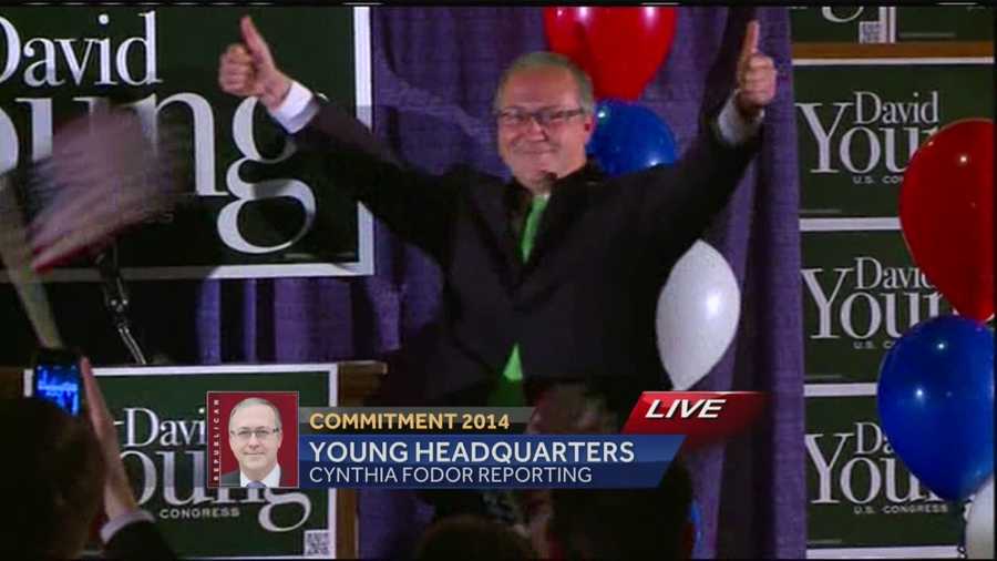 David Young addressed the crowd saying, "Never count out a kid from Van Meter." Young  beat Democrat Staci Appel and was elected to the U.S. House.