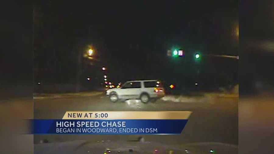 A high-speed chase ended in dramatic fashion in Des Moines.