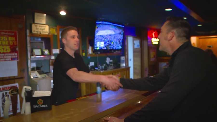 On Tuesday night, Amos Purcell went to Gerri's Place to thank the bartender who tried to save his brother's life.