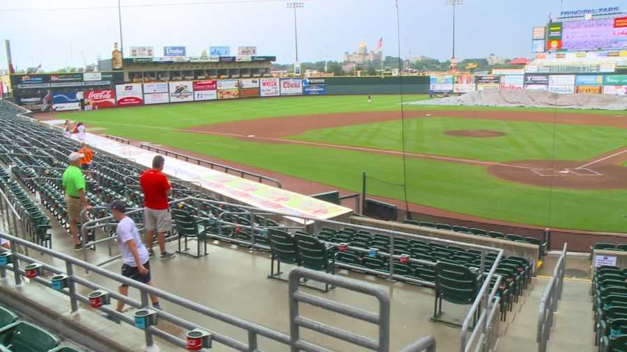 A major rain delay at Principal Park brought the Iowa High School State Baseball Tournament to a grinding, soggy halt Monday.
