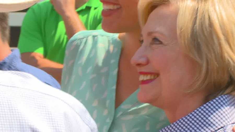 Hillary Clinton stopped by the Iowa State Fair Saturday. Clinton took photos with fairgoers and defended her use of personal email while secretary of state.