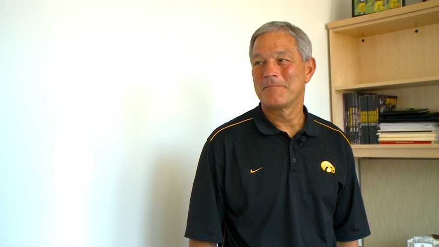 Kirk Ferentz pauses in his new office in Iowa City