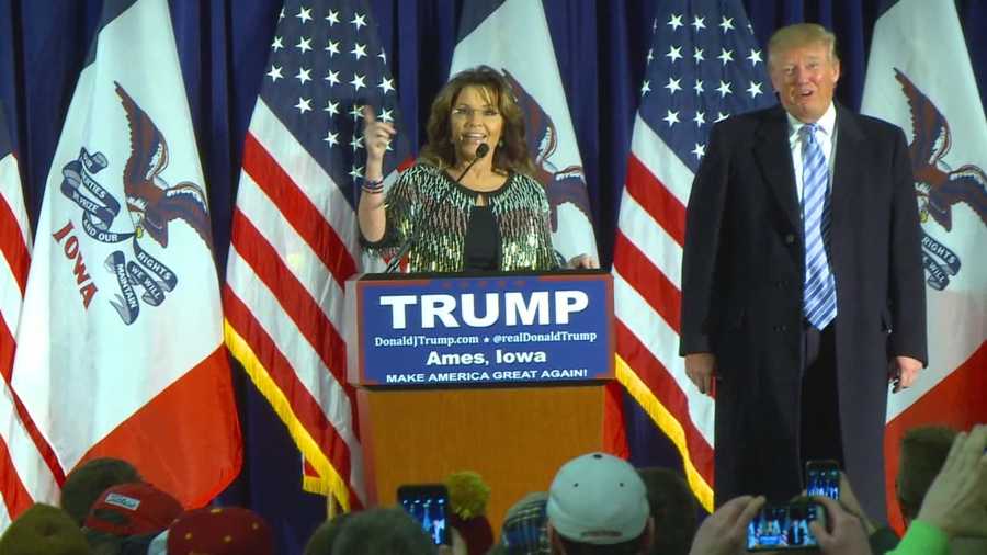 Sarah Palin endorsed Donald Trump for president Tuesday in Ames.
