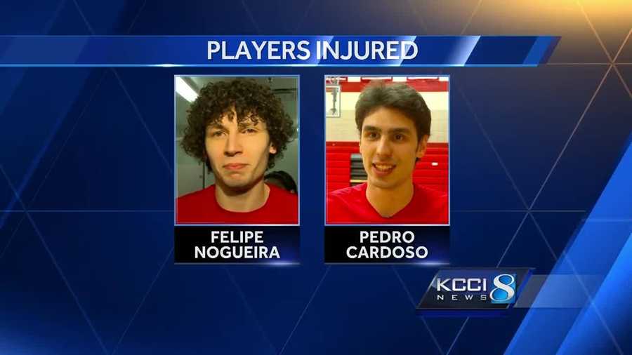 Two Grand View University men's volleyball players are in the hospital Saturday following an early-morning accident.