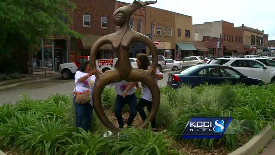 A piece of public art on Main Street is making its way into selfies for a different reason than others.