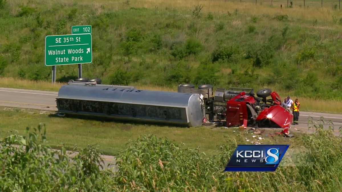 Cleanup begins after fueltanker rollover accident on Hwy 5