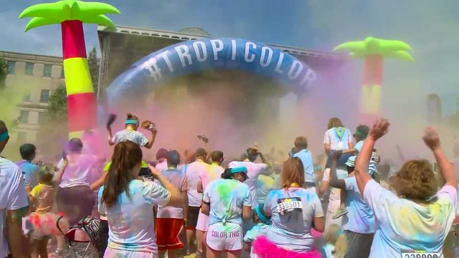 Color filled downtown Des Moines Saturday as The Color Run Tropicolor World Tour stopped by the metro.