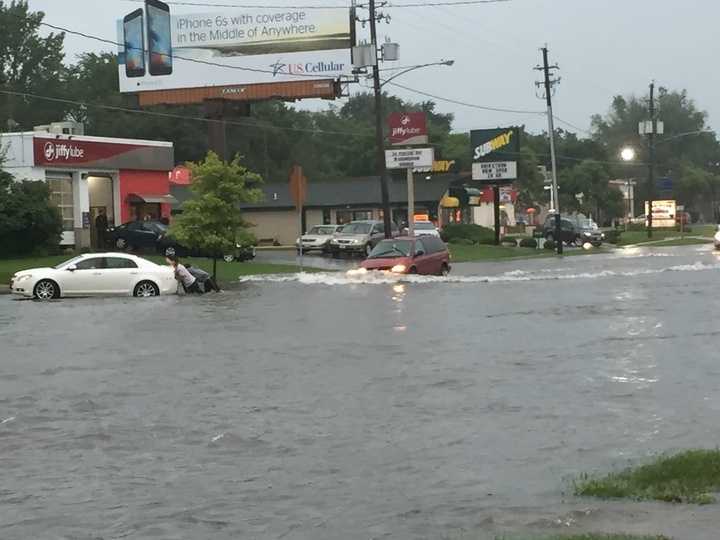 merle_hay_flooded 1.jpg Flooding along Merle Hay Road just south of the mall.