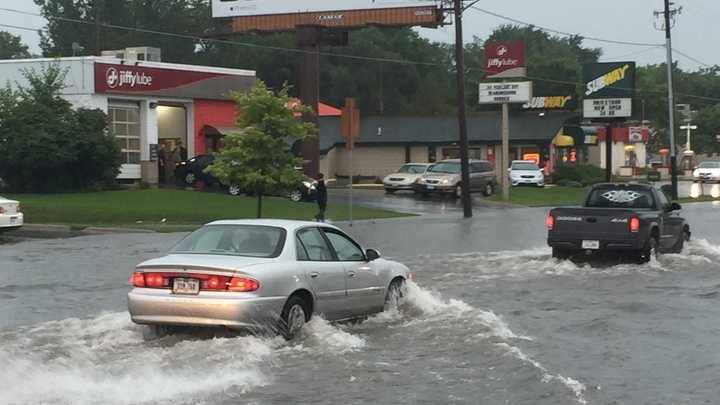 Flooding along Merle Hay Road just south of the mall.