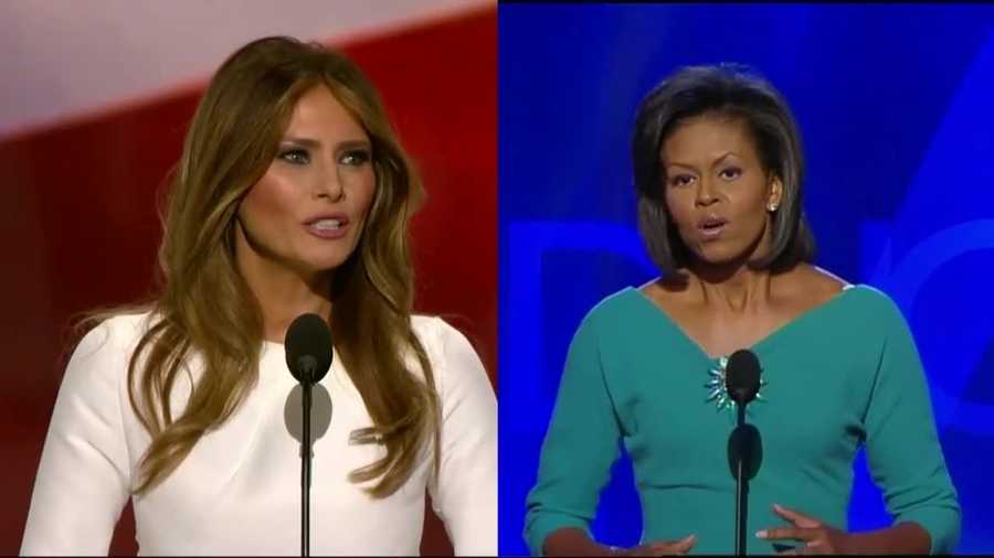 Donald Trump's campaign is defending his wife's speech, saying there are only a few similar phrases to Michelle Obama's address at the Democratic National Convention in 2008.
