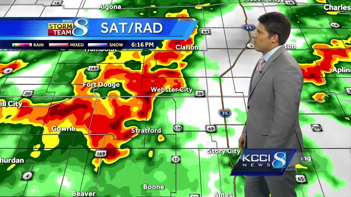 Storms pushing across Iowa right now to intensify by 8 p.m.