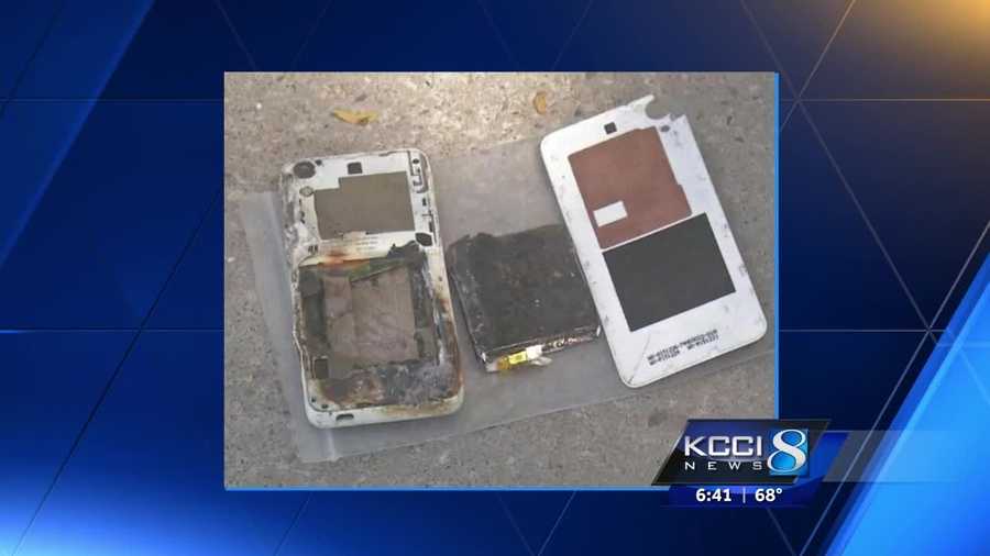 An Iowa woman said her smartphone caught fire and exploded in her bedroom.