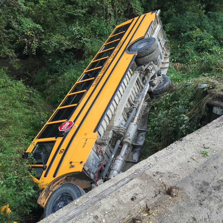 PHOTOS School bus crash near Osceola