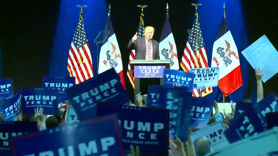 Republican presidential nominee Donald Trump is in central Iowa Tuesday.