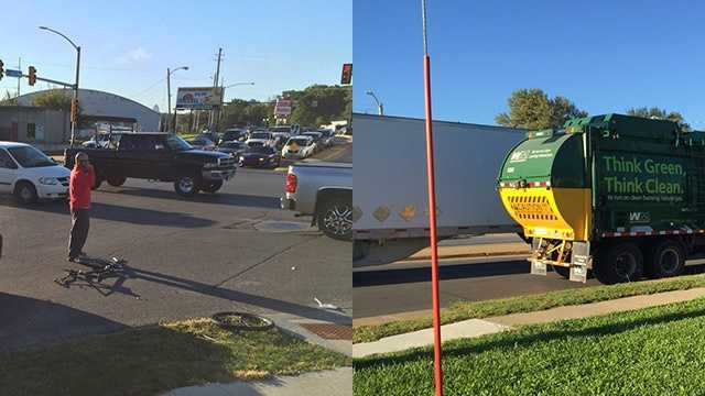 Bicyclist in critical condition in crash with garbage truck