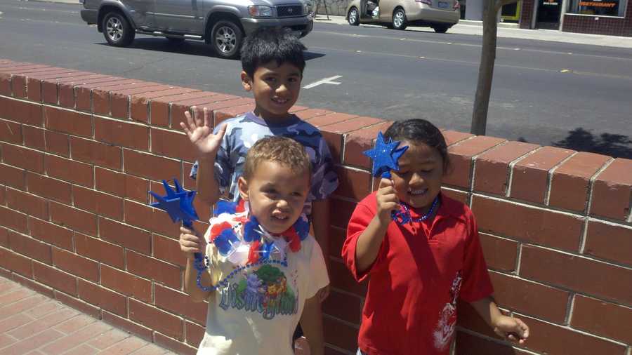Children celebrate a traditional July 4 parade in Stockton.