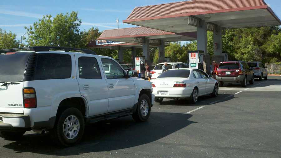 Drivers line up for gas at this Costco station in Sacramento.