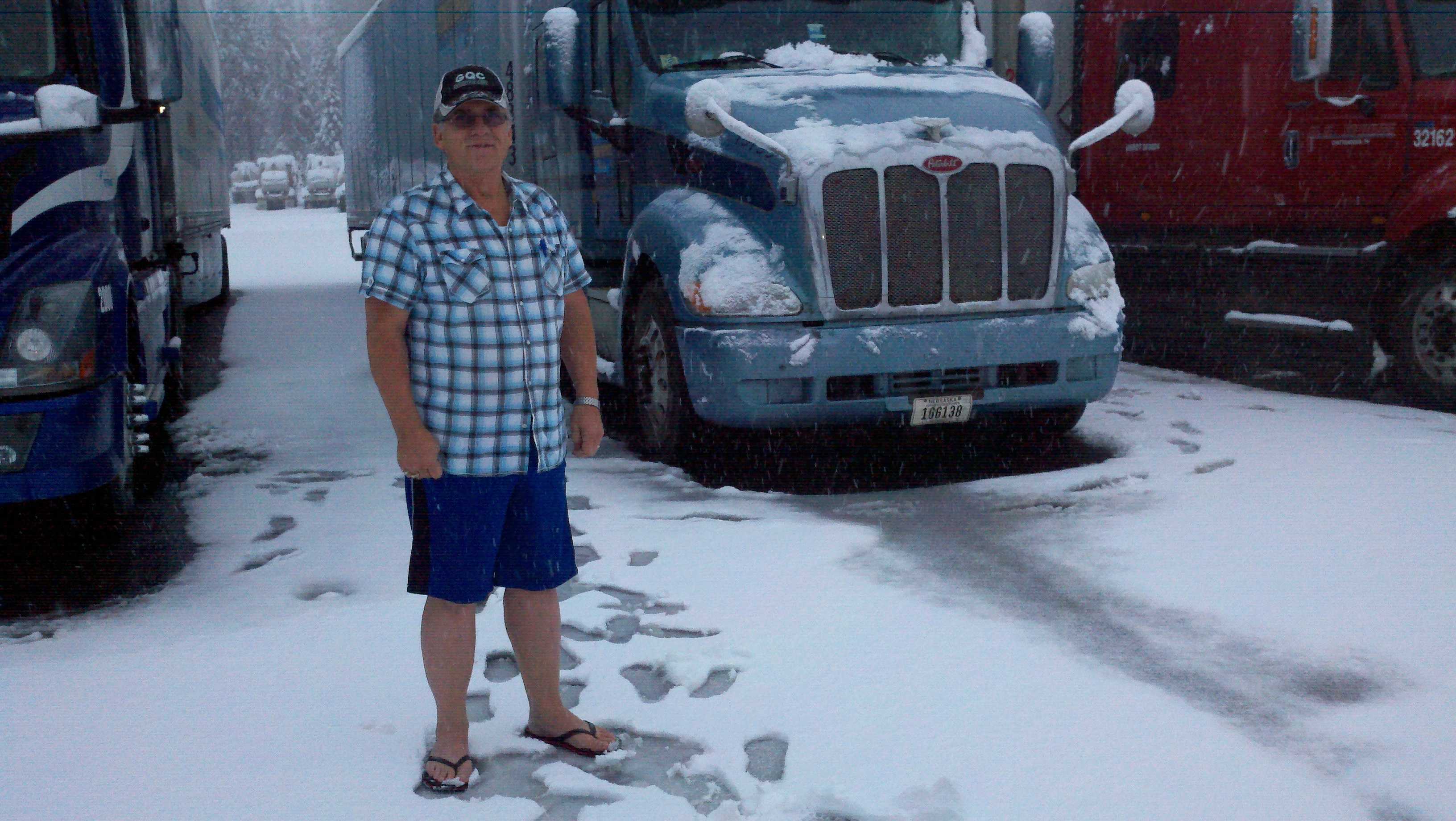 flip flops in snow