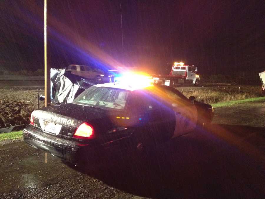 Photos Big rig, car end up in Highway 99 ditch after wreck