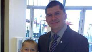 New Stockton Mayor Anthony Silva and his son (Jan. 8, 2013).