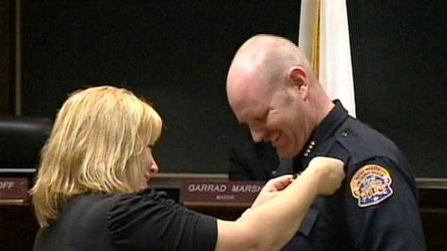 Galen Carroll was sworn in as Modestos new Police Chief.