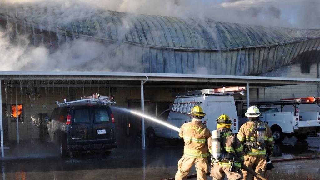 LiveCopter photos Fire burns for hours at Beale Air Force Base