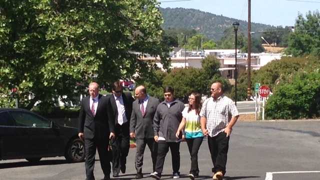 Members of the Fowler family arrive at the Calaveras County courtroom on Wednesday. (May 15, 2013)
