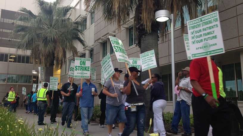 The American Federation of State, County and Municipal Employees asked its nearly 13,000 members to leave their posts at five UC hospitals across the state for two days.