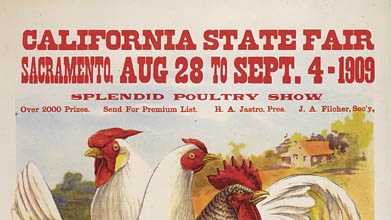 This poster, from 1909, advertised the large poultry aspect of the State Fair.