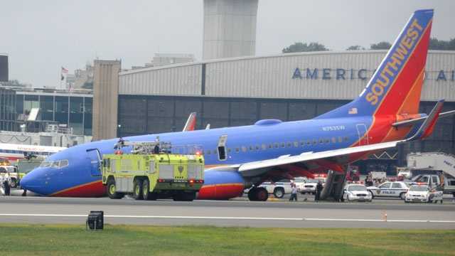 Passenger's video shows Southwest Airlines nose landing from inside plane