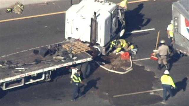 Photos: Big Rigs Crash On Hwy 99