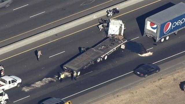 Photos: Big Rigs Crash On Hwy 99