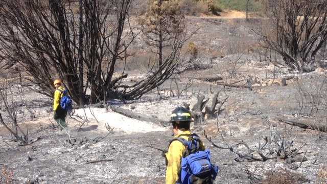 Archaeologists check sites on the Rim Fire (Sept. 18, 2013).