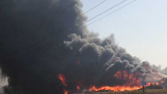 A large fire broke out Thursday at a recycling center on Church Street in Stockton. (Oct. 3, 2013)