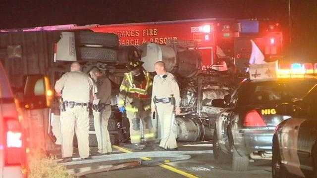 Overturned big rig shuts down lanes on I-5 in Sacramento