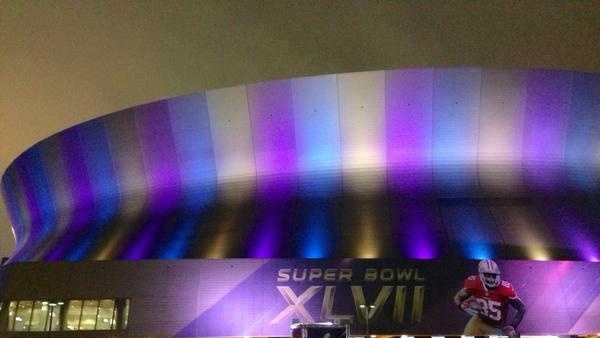 KCRA's live location at Super Bowl XLVII.